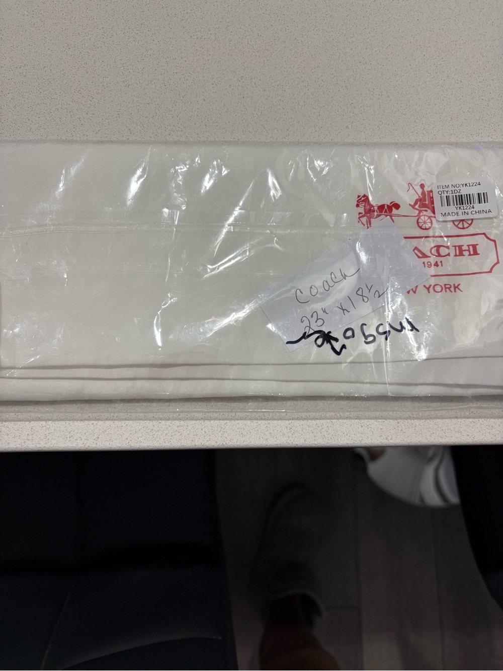 Coach White Silk Dust Bag with Logo Print NEW